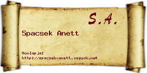 Spacsek Anett névjegykártya